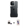 MARSİLYAN™- iPhone 14 Pro Max Kılıf Akış Çizgi Koleksiyonu - Siyah Joko 5D Cam + Bilvis Titan Kamera Lens - DNMR