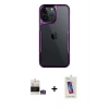MARSİLYAN™- iPhone 14 Pro Max Kılıf Akış Çizgi Koleksiyonu - Siyah Joko 5D Cam + Bilvis Titan Kamera Lens - GS
