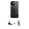 MARSİLYAN™- iPhone 14 Pro Max Kılıf Akış Çizgi Koleksiyonu - Siyah Joko 5D Cam + Bilvis Titan Kamera Lens - SH