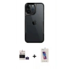 MARSİLYAN™- iPhone 14 Pro Max Kılıf Akış Çizgi Koleksiyonu - Siyah Joko 5D Cam + Bilvis Titan Kamera Lens - DNMR