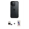 MARSİLYAN™- iPhone 14 Pro Max Kılıf Akış Çizgi Koleksiyonu - Siyah Joko 5D Cam + Bilvis Titan Kamera Lens - GD
