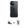 MARSİLYAN™- iPhone 14 Pro Max Kılıf Akış Çizgi Koleksiyonu - Siyah Joko 5D Cam + Bilvis Titan Kamera Lens - GD