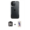MARSİLYAN™- iPhone 14 Pro Max Kılıf Akış Çizgi Koleksiyonu - Siyah Joko 5D Cam + PVD Metal Kamera Lens - TU