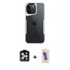 MARSİLYAN™- iPhone 14 Pro Max Kılıf Akış Çizgi Koleksiyonu - Siyah Joko 5D Cam + PVD Metal Kamera Lens - TU