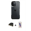 MARSİLYAN™- iPhone 14 Pro Max Kılıf Akış Çizgi Koleksiyonu - Siyah Joko 5D Cam + Raze Metal Kamera Lens - GD