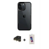 MARSİLYAN™- iPhone 14 Pro Max Kılıf Akış Çizgi Koleksiyonu - Siyah Joko 5D Cam + Raze Metal Kamera Lens - GD