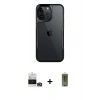MARSİLYAN™- iPhone 14 Pro Max Kılıf Akış Çizgi Koleksiyonu - Siyah Joko Magic 5D Hayalet Cam + Bilvis Titan Kamera Lens - GD