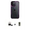 MARSİLYAN™- iPhone 14 Pro Max Kılıf Akış Çizgi Koleksiyonu - Siyah Joko Magic 5D Hayalet Cam + Bilvis Titan Kamera Lens - SH