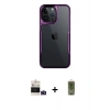 MARSİLYAN™- iPhone 14 Pro Max Kılıf Akış Çizgi Koleksiyonu - Siyah Joko Magic 5D Hayalet Cam + Bilvis Titan Kamera Lens - DNMR