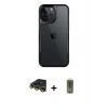 MARSİLYAN™- iPhone 14 Pro Max Kılıf Akış Çizgi Koleksiyonu - Siyah Joko Magic 5D Hayalet Cam + Raze Metal Kamera Lens - GD