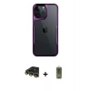 MARSİLYAN™- iPhone 14 Pro Max Kılıf Akış Çizgi Koleksiyonu - Siyah Joko Magic 5D Hayalet Cam + Raze Metal Kamera Lens - GD