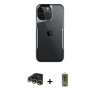 MARSİLYAN™- iPhone 14 Pro Max Kılıf Akış Çizgi Koleksiyonu - Siyah Joko Magic 5D Hayalet Cam + Raze Metal Kamera Lens - GD