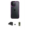 MARSİLYAN™- iPhone 14 Pro Max Kılıf Akış Çizgi Koleksiyonu - Siyah Joko Magic 5D Hayalet Cam + Raze Metal Kamera Lens - GS