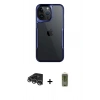 MARSİLYAN™- iPhone 14 Pro Max Kılıf Akış Çizgi Koleksiyonu - Siyah Joko Magic 5D Hayalet Cam + Raze Metal Kamera Lens - GS