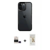 MARSİLYAN™- iPhone 14 Pro Max Kılıf Akış Çizgi Koleksiyonu - Siyah Mat Seramik Nano Ekran Koruyucu + Bilvis Titan Kamera Lens - SH
