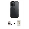 MARSİLYAN™- iPhone 14 Pro Max Kılıf Akış Çizgi Koleksiyonu - Siyah Mat Seramik Nano Ekran Koruyucu + Bilvis Titan Kamera Lens - SH