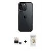 MARSİLYAN™- iPhone 14 Pro Max Kılıf Akış Çizgi Koleksiyonu - Siyah Mat Seramik Nano Ekran Koruyucu + Bilvis Titan Kamera Lens - GS