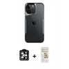 MARSİLYAN™- iPhone 14 Pro Max Kılıf Akış Çizgi Koleksiyonu - Siyah Mat Seramik Nano Ekran Koruyucu + PVD Metal Kamera Lens - TU
