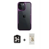 MARSİLYAN™- iPhone 14 Pro Max Kılıf Akış Çizgi Koleksiyonu - Siyah Mat Seramik Nano Ekran Koruyucu + PVD Metal Kamera Lens - TU