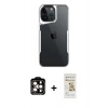 MARSİLYAN™- iPhone 14 Pro Max Kılıf Akış Çizgi Koleksiyonu - Siyah Mat Seramik Nano Ekran Koruyucu + PVD Metal Kamera Lens - TU