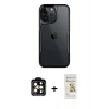 MARSİLYAN™- iPhone 14 Pro Max Kılıf Akış Çizgi Koleksiyonu - Siyah Mat Seramik Nano Ekran Koruyucu + PVD Metal Kamera Lens - TU
