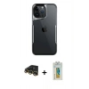 MARSİLYAN™- iPhone 14 Pro Max Kılıf Akış Çizgi Koleksiyonu - Siyah Polymer Nano Ekran Koruyucu + Raze Metal Kamera Lens - GD