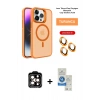 MARSİLYAN™- iPhone 14 Pro Max Kılıf Akış Form - Şeffaf Royal Nano Ekran Koruyucu + PVD Metal Kamera Lens - TU