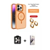 MARSİLYAN™- iPhone 14 Pro Max Kılıf Akış Form - Siyah Bilvis 3D Mat Cam Ekran Koruyucu + PVD Metal Kamera Lens - TU