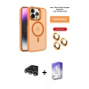 MARSİLYAN™- iPhone 14 Pro Max Kılıf Akış Form - Siyah Bilvis 5in1 3D Magic Cam Ekran Koruyucu + Raze Metal Kamera Lens - GS