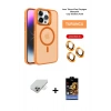 MARSİLYAN™- iPhone 14 Pro Max Kılıf Akış Form - Siyah Buffer Hayalet Cam Ekran Koruyucu + Gold Band Metal Kamera Lens