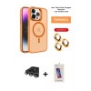 MARSİLYAN™- iPhone 14 Pro Max Kılıf Akış Form - Siyah Joko 5D Cam + Gümüş Raze Metal Kamera Lens