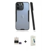 MARSİLYAN™- iPhone 14 Pro Max Kılıf Atlas Asil Serisi - Şeffaf Pasifik Cam Ekran Koruyucu + Bilvis Titan Kamera Lens - GS