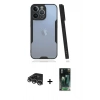 MARSİLYAN™- iPhone 14 Pro Max Kılıf Atlas Asil Serisi - Siyah 360 Mat Full Body Arka Koruyucu + Raze Metal Kamera Lens - GS