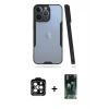 MARSİLYAN™- iPhone 14 Pro Max Kılıf Atlas Asil Serisi - Siyah 360 Mat Full Body Arka Koruyucu + PVD Metal Kamera Lens - TU