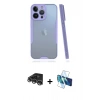 MARSİLYAN™- iPhone 14 Pro Max Kılıf Atlas Asil Serisi - Siyah 3D Antistatik Cam Ekran Koruyucu + Raze Metal Kamera Lens - GS