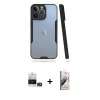 MARSİLYAN™- iPhone 14 Pro Max Kılıf Atlas Asil Serisi - Siyah Bilvis 3D Mat Cam Ekran Koruyucu + Bilvis Titan Kamera Lens - GD