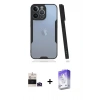 MARSİLYAN™- iPhone 14 Pro Max Kılıf Atlas Asil Serisi - Siyah Bilvis 5in1 3D Magic Cam Ekran Koruyucu + Derin Mor Bilvis Titan Kamera Lens