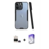 MARSİLYAN™- iPhone 14 Pro Max Kılıf Atlas Asil Serisi - Siyah Bilvis 5in1 3D Magic Cam Ekran Koruyucu + Bilvis Titan Kamera Lens - GD