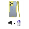 MARSİLYAN™- iPhone 14 Pro Max Kılıf Atlas Asil Serisi - Siyah Bilvis 5in1 3D Magic Cam Ekran Koruyucu + Gümüş Raze Metal Kamera Lens