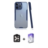 MARSİLYAN™- iPhone 14 Pro Max Kılıf Atlas Asil Serisi - Siyah Bilvis 5in1 3D Magic Cam Ekran Koruyucu + PVD Metal Kamera Lens - TU