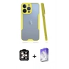 MARSİLYAN™- iPhone 14 Pro Max Kılıf Atlas Asil Serisi - Siyah Bilvis 5in1 3D Magic Cam Ekran Koruyucu + PVD Metal Kamera Lens - TU