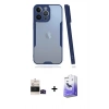 MARSİLYAN™- iPhone 14 Pro Max Kılıf Atlas Asil Serisi - Siyah Bilvis 5in1 5D Magic Hayalet Cam Ekran Koruyucu + Siyah Bilvis Titan Kamera Lens