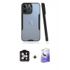 MARSİLYAN™- iPhone 14 Pro Max Kılıf Atlas Asil Serisi - Siyah Bilvis 5in1 5D Magic Hayalet Cam Ekran Koruyucu + PVD Metal Kamera Lens - TU