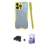 MARSİLYAN™- iPhone 14 Pro Max Kılıf Atlas Asil Serisi - Siyah Bilvis 5in1 5D Magic Hayalet Cam Ekran Koruyucu + Raze Metal Kamera Lens - GS