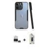 MARSİLYAN™- iPhone 14 Pro Max Kılıf Atlas Asil Serisi - Siyah Bilvis Hayalet Cam Ekran Koruyucu + Bilvis Titan Kamera Lens - GS