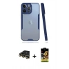 MARSİLYAN™- iPhone 14 Pro Max Kılıf Atlas Asil Serisi - Siyah Buffer Cam Ekran Koruyucu + Raze Metal Kamera Lens - GD