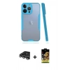 MARSİLYAN™- iPhone 14 Pro Max Kılıf Atlas Asil Serisi - Siyah Buffer Cam Ekran Koruyucu + Raze Metal Kamera Lens - GS