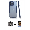 MARSİLYAN™- iPhone 14 Pro Max Kılıf Atlas Asil Serisi - Siyah Buffer Hayalet Cam Ekran Koruyucu + PVD Metal Kamera Lens - TU