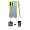 MARSİLYAN™- iPhone 14 Pro Max Kılıf Atlas Asil Serisi - Siyah Buffer Hayalet Cam Ekran Koruyucu + PVD Metal Kamera Lens - TU