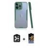 MARSİLYAN™- iPhone 14 Pro Max Kılıf Atlas Asil Serisi - Siyah Buffer Hayalet Cam Ekran Koruyucu + PVD Metal Kamera Lens - TU